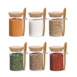 Conjunto de 6 Potes de Vidro com Alças e Colheres, Design Moderno Minimalista 65*100mm; Atacado de Fábrica em Estoque - Product Image 1