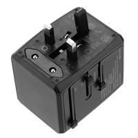 Adaptador de Viaje Internacional Universal para 160 Países, PD 20W+QC 18W, Corriente Nominal de 10A, Enchufe de 110-240V, ABS+PC