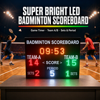 Tableau de score électronique LED pour badminton avec minuteur de jeu et affichage des périodes pour l'arbitrage des matchs de badminton