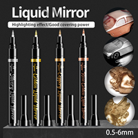 Marqueurs Chrome Effet Miroir Liquide 6 Couleurs Stylo Peinture Chrome Métallique Réfléchissant Permanent Haute Brillance pour Papier Voiture Modélisme DIY