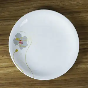 Logo personnalisé vente en gros exquise décalcomanie assiette à dîner 7/8/10 pouces assiette ronde en porcelaine blanche