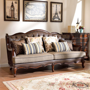 Juego <span class=keywords><strong>de</strong></span> Sofás <span class=keywords><strong>de</strong></span> <span class=keywords><strong>Lujo</strong></span> Estilo Americano para Sala <span class=keywords><strong>de</strong></span> Estar, Madera Maciza, Cuero Genuino, Villas, <span class=keywords><strong>Mansiones</strong></span>, Salones, Hoteles, Sofá Vintage - Product Image 4