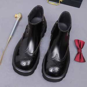 2026 Men's Trendy Chelsea <b>Boots</b> Decorated Leather <b>Boots</b> with British Style Thick Soles and High Heels for Business and Commuting - Product Image 6