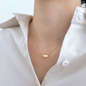 Dylam Minimalist Elegance Design S925 Silver Link <b>Chain</b> 5A Zirconia Rectangle Bar-shape Pendant Necklace Necklaces Jewel - Product Image 4