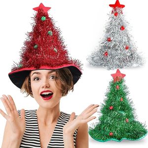 XMAS arbre chapeau Non-tissé pluie soie chapeau de noël décor à la maison ornements Navidad fête fournitures bonne année arbre de noël clinquant chapeau - Product Image 1