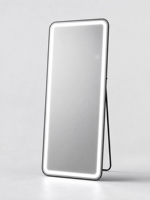 Miroir sur pied rectangulaire intelligent à LED moderne avec capteur tactile, anti-buée et rétroéclairé pour le corps entier