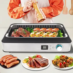 ในร่ม 1500w อาหารค่ํา Non-Stick เตาย่างได้จานร้อน Raclette ย่างไร้ควันบนโต๊ะไฟฟ้า Bbq ย่างกระทะ