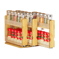 SpaceAid Étagère à épices coulissante en bambou robuste pour armoire, avec 3 tiroirs (largeur 2 po), 2 niveaux, largeur 7,6 po, naturel