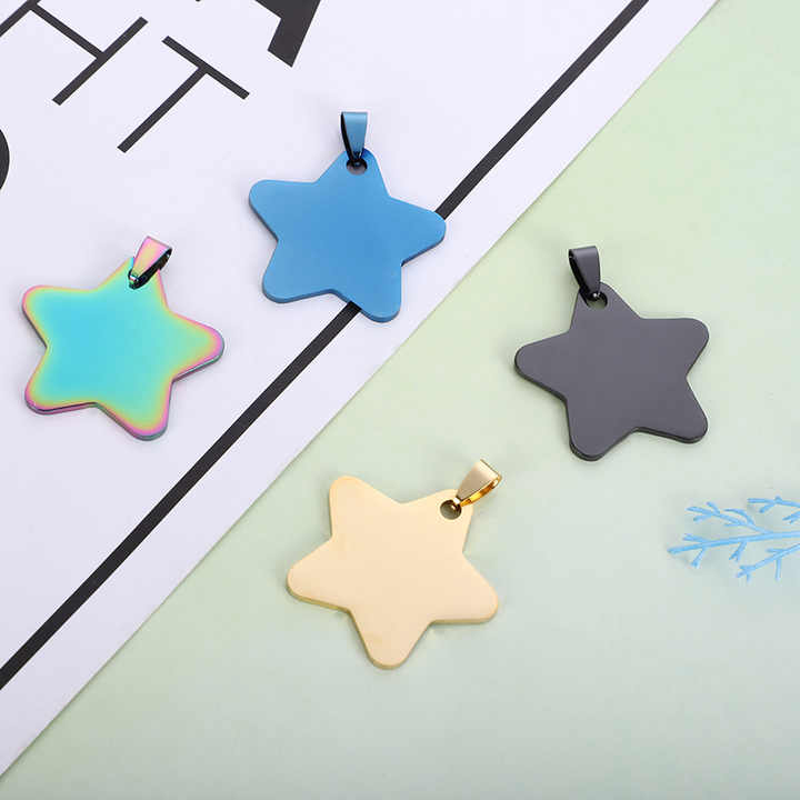Stainless Steel Anti-lost Collars Name ID Tags Gifts for Dog Star Pet Collar Tags for Dog Owner Engraved Pet Tag