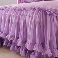 Parure de lit 4 pièces en coton jacquard dentelle style coréen avec coussin de soutien et rideau pour usage domestique