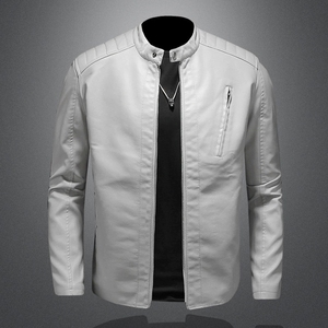 Soldes Exceptionnelles : Blouson en <span class=keywords><strong>Cuir</strong></span> PU pour Homme - Col Montant, Coupe Slim, Style Motard, Tendance Automne, <span class=keywords><strong>Veste</strong></span> Décontractée - Product Image 6