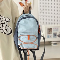 Sac à dos en polyester léger de style coréen japonais sac d'école de pique-nique mignon conception de logo de bloc de couleur à la mode pour les étudiants