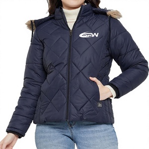 Veste d'hiver longue pour femme de haute qualité, matelassée, avec fermeture éclair, imperméable, chaude, respirante, doublure brodée en polyester - Product Image 1