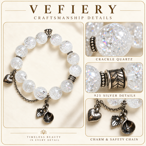 Bracelet en perles de quartz craquelé transparent avec entretoises argentées et breloques pendantes - Product Image 3