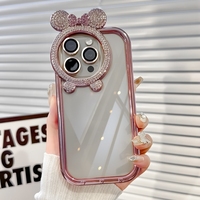 Coques de téléphone AilesTecca avec paillettes de diamant en forme de papillon pour iPhone 16 15 Pro Max, coque transparente pour téléphone portable avec film protecteur pour l'objectif