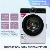 Nueva Lavadora de Carga Frontal Totalmente Automática de 8 kg, Motor Inverter con Control Táctil LED, Ideal para Uso en Hogares, Hoteles y Apartamentos