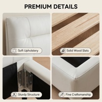 Cadre de lit bas moderne, lit moelleux, style italien de luxe, revêtement en cuir véritable, lit de chambre en bois avec garantie de 10 ans