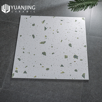 Carrelage en porcelaine effet terrazzo bleu et blanc mat, style nordique, 600 x 600 mm, pour murs et sols