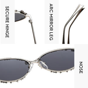 Diamond <b>Sunglasses</b> Low Moq Classic Shades Women Fashionable Retro Oval <b>Sunglasses</b> for Men and Woman - Uv protection and Stylish - Product Image 6