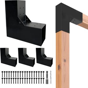 Soportes de Pérgola de 2 Vías, Soporte de Esquina en Forma de L para Vigas de <span class=keywords><strong>Madera</strong></span> de 4x4, Soporte de 90 Grados para Bricolaje °   Soportes de Esquina Derecha - Product Image 1