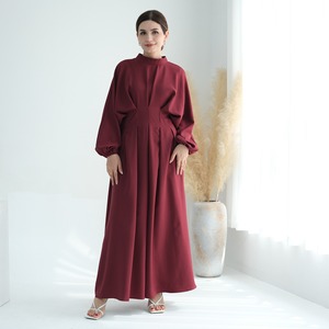 Modest Elegant Graceful Turkey Abaya Solid Color <strong>Dress</strong> Bubble Sleeves Robe <strong>Custom</strong> Woman Clothing for Women L255 - Product Image 2