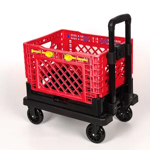 Wheels Pp Trolley Bag Collapsible Plastic Shopping Cart Small Plastic Customized Logo Folding Hot Sale 4 Spinner Tianyu 40kg 5cm