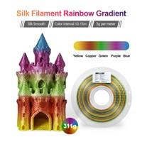 Filament PLA arc-en-ciel soyeux HELLO3D 1 kg, 1,75 mm +/- 0,02 mm, dégradé multicolore, matériau d'impression 3D FDM pour imprimante 3D