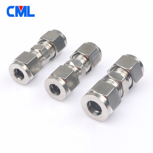 Raccords de compression à double embout en acier inoxydable 304 316L, diamètre extérieur du tube 1/8\", 1/<span class=keywords><strong>4</strong></span>\", <span class=keywords><strong>3</strong></span>/8\", 1/2\", connecteurs droits - Product Image 2