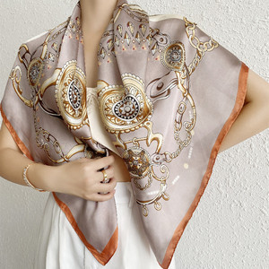 New Fashion Women's Large 90*90cm High <strong>Quality</strong> Square <strong>Silk</strong> <strong>Scarf</strong> <strong>Long</strong> Style Shawl Decorative Bows Spring Style Square <strong>Scarf</strong>