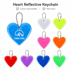Personalized Heart Reflective <b>Key</b> <b>Ring</b> Custom Logo PVC Safety Night Keychain 4.8x4.5cm Bulk Promotional Items for Events - Product Image 1
