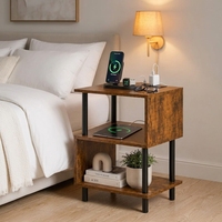 Table d'appoint, table de chevet, table d'extrémité, avec structure métallique renforcée, capacité de 44 lb, pieds réglables, pour chambre à coucher, mobilier de maison