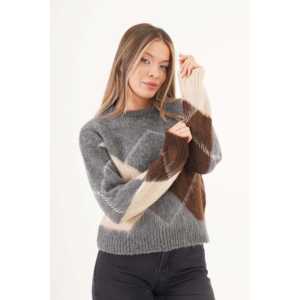 Pull en tricot pour femme Mega Anthracite avec motif Baklava, pull en gros - Product Image 4