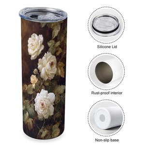 Stainless Steel Tumbler 20oz Vacuum Insulated Travel Mug With Floral Design For <b>Coffee</b> Tea Use - Product Image 3