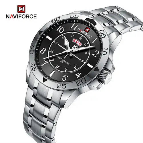 NAVIFORCE S SBS شعار مخصص OEM مصنع رخيص من الكوارتز للرجال الأعمال سوار مقاوم للماء مجوهرات أوم