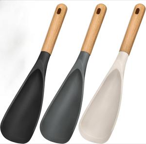 Cuillère et <span class=keywords><strong>spatule</strong></span> <span class=keywords><strong>de</strong></span> cuisine en silicone pour ustensiles <span class=keywords><strong>de</strong></span> cuisson antiadhésifs, résistantes à la chaleur, sans BPA, ensemble d'ustensiles <span class=keywords><strong>de</strong></span> cuisine avec manche en bois - Product Image 1