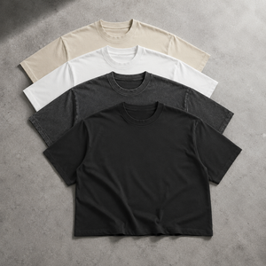 เสื้อยืดฟอกสีสไตล์โรงงาน 300GSM ผ้าคอตตอนหนาน้ำหนักมาก ทรงโอเวอร์ไซส์ ครอป ทรงบ็อกซี่ ประดับเพชร แนวสตรีทแวร์ เสื้อยืดผู้ชาย - Product Image 3
