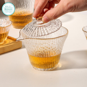 Huiyi Glass Japanese Style Thickened Glass Kung Fu <b>Tea</b> <b>Set</b> With Lid Heat Resisting Fairness <b>Cup</b> For Home Use - Product Image 1
