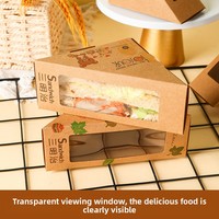 Boîte d'emballage en papier kraft biodégradable personnalisable avec fenêtre pour aliments et gâteaux triangulaires, écologique et jetable