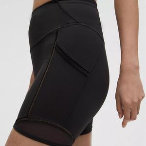 Shorts de sport taille haute pour femme, effet push-up, sans couture, avec logo personnalisé, style cycliste, pour yoga et gym - en Spandex/Nylon, taille élastique, couleur unie - Product Image 6