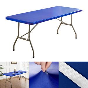 Mantel ajustable dorado para mesa rectangular, cubierta elástica plegable para mesa, resistente al agua, reutilizable para exteriores - Product Image 5