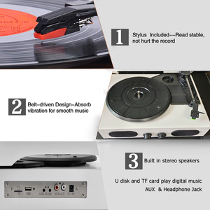 All In <span class=keywords><strong>On</strong></span> Record Player moderne haut de gamme en bois 3 vitesses lp tourne-disque à aiguilles pour phonographe multiple - Product Image 5