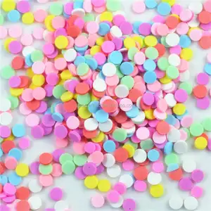 Candy Color Polymer Hot Clay Streu sel 5mm 3D Winzige runde Form Ton scheiben Nagel aufkleber DIY Making Phone Deco Kid Toys