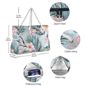 Low MOQ Customize Personalized <b>Beach</b> Shoulder <b>Bag</b> Hawaiian Plumeria Print Travel Tote <b>Beach</b> <b>Bag</b> - Product Image 5