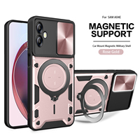 Coque de protection antichoc pour téléphone portable Samsung Galaxy A04E/A04/A04S, avec fenêtre coulissante, porte-anneau de luxe