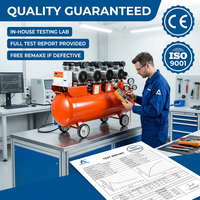 Compresseur d'air électrique industriel professionnel 3,2 kW 220 V sans huile, refroidi par air, silencieux
