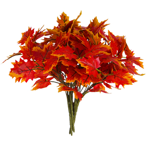 Feuilles d'érable artificielles, lot de feuilles d'automne artificielles, décorations de table pour Halloween, Thanksgiving, jardin, feuilles d'érable d'automne - Product Image 1