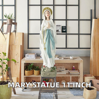 Statue de la Vierge Marie, Mère de Dieu, en résine, faite à la main, peinte à la main, 11 pouces, collection religieuse, cadeau, décoration de la maison