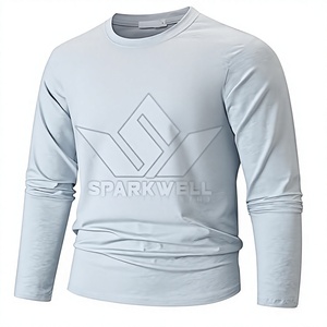 T-shirt pour homme, coupe ajustée, vert foncé, manches longues, tricot décontracté, col rond, couleur unie, longueur normale, tee-shirt tendance - Product Image 3