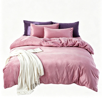 Parure de lit de luxe en velours uni, confortable et chaude, drap-housse, drap plat et taies d'oreiller