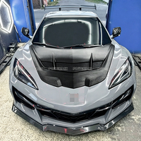 Capot avant en fibre de verre noir brillant style ZR1 V1 pour Corvette Stingray C8 E-ray Z06